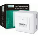 Digitus sienas ligzda DN-9006-N, 80mm, 80mm, 2xRJ45, 250MHz, 1GbE, ekranēta, balta RAL 9010