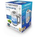 Esperanza EKK025W Elektriskā tējkanna 1,7L, 1500 W, 0,75 m, stikls, plastmasa, automātiskā izslēg&scaron;anās, bezvadu