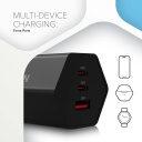 Compact wall charger with GaN technology 65 W total power 2×PD and 1×QC fast charging ports HEXAGON 65 GaN 65W EU White CND-CHAHEX65W CANYON