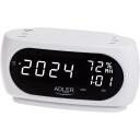 Adler LED kell termomeetriga AD 1186w, 9V, 230V, 50Hz, LED, valge, must, &auml;ratuskell, temperatuurin&auml;idik, niiskuse n&auml;idik