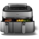 Philips Dual Basket Airfryer | NA555/00 5000 series | Power 2750 W | Capacity 9 L | RapidAir Plus | Silver