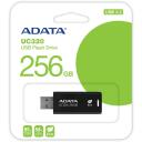 Adata USB atmintinė UC320-256G-RBK/BK, 256 GB, USB 3.2 Gen 1, juoda, be dangtelio, 85% PCR plastiko