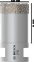 Dimanta caurumzāģis 30 mm DrySpeed Best for Ceramic, Mazām leņķa slīpma&scaron;īnām PRO CERAMIC DRY KROŅURBIS, 2608587119, BOSCH