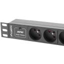 Lanberg Toitejaotusseade PDU 10" 1U PDU-03E-0200-BK, 2m, 16A, 230V, 3x E pesa, &uuml;lekoormuse kaitse, must