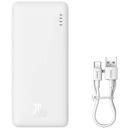 Baseus Airpow akumulator PPQD090002, 10000mAh, 20W, 5V 2.4A, 9V 2A, 12V 1.5A, USB-C 3A kaabel
