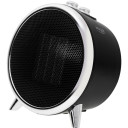 Adler AD 7742 elektrinis keraminis ventiliatorinis &scaron;ildytuvas 1500 W dvi &scaron;ildymo galios (750 W / 1500 W) termostatinis valdymas apsauga nuo perkaitimo automatinis i&scaron;sijungimas apvirtimo atveju ventiliatoriaus režimas juoda/sidabrinė
