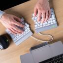 R-Go Tools klaviatuur R-GO SPLIT BREAK, traadita, Bluetooth 5.0, QWERTY, valge, 1.02 m kaabel, ergonoomiline, 350 g