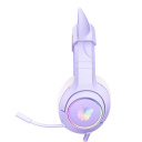 ONIKUMA K9 Purple spēļu austiņas vadu 50 mm skaļruņi mikrofons RGB apgaismojums &ldquo;kaķa ausis&rdquo; USB + 3.5 mm kabelis saderīgs ar PC un konsolēm violets