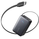 Kompakts un praktisks premium ārējais uzlādes akumulators ar 2 iebūvētiem USB-C un Lightning kabeļiem 10000 mAh 30 W melns A1638H11 Anker Nano
