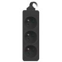 Lanberg pikendus PS0-03E-0300-BK, 3m, 3xCEE 7/5, 1xCEE 7/7, 10A, must