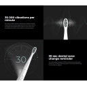 Vaiki&scaron;kas ultragarsinis elektrinis dantų &scaron;epetėlis 30000aps./min 3 režimai 1 galvutė 2 lipdukai iki 100 dienų IPX7 baltas ADB0007 Aeno