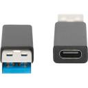 Digitus USB adapteris AK-300524-000-S, 3A, 5Gbps, 24 pin USB-C female, 4 pin USB Type A male, melns