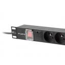 Lanberg &Uuml;levoolu kaitse Rack PDU 19" 1U PDU-07E-0200-IEC-BK, 10A, 7x230V, 2m, must, l&uuml;liti, &uuml;levoolu kaitse