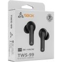Sbox Bezvadu austiņas EB-TWS99-B, 20-20000Hz, 32&Omega;, 121dB, ANC, ENC, Bluetooth 5.3, 10mm, 15m, 30mAh, 200mAh