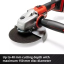 Bezvadu leņķa slīpma&scaron;īna AXXIO 18/150, EINHELL, 4431144, 700 W, 150 mm disks, bezsuku motors, 18 V, 10 gadu garantija