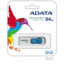 Adata USB флеш-накопитель AC008-64G-RWE 64GB, USB 2.0, Слайд, Синий, Белый
