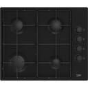 Beko HIBG64120SB plīts, 60 cm, gāze, 4 zonas, 2900 W, 1000 W, 2000 W, 2000 W, nerūsējo&scaron;ais tērauds