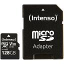 Intenso microSDXC 3433491 128GB, 100 MB/s skaitymo greitis, 45 MB/s ra&scaron;ymo greitis, UHS-I, Class 10, U3, V30, adapteris