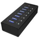 Raidsonic USB centrmezgls IB-AC618, 7x USB 3.0, AC 120/230 V, melns, alumīnijs