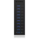 Raidsonic USB centrmezgls IB-AC6110, 10x USB 3.0, AC 120/230 V, melns, alumīnija korpuss, Plug & Play