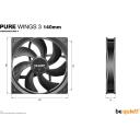 Be Quiet Корпусный вентилятор Pure Wings 3 140mm BL107, 1200 RPM, 97.5 м&sup3;/ч, 0.96 ммH2O, 3-pin, черный