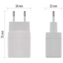 Emos Универсальное USB настенное зарядное устройство GaN V02G20, 20 Вт, 100-240 В, 2xUSB, быстрая зарядка, защита от перегрузки