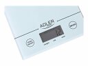 Kitchen scale with glass housing large LCD display and maximum load 5kg White AD3138w Adler