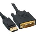 Sbox DP-DVI M/M 2M DP-DVI-2, 2m, Must, DisplayPort, DVI, Mees, Mees, Sirge, Sirge, Kuld, 1920x1080 pikslit, 1 tk