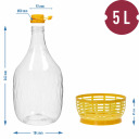 Dama 5 L PET demijonas su užsukamu dangteliu, rankena ir krep&scaron;iu BROWIN 640219, 35.5 cm, 5.0 L