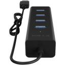 Raidsonic USB centrmezgls IB-HUB1409-U3, 4x USB 3.0, melns, USB baro&scaron;ana, LED indikators