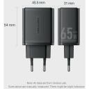Vention įkroviklis FERB0-EU 65W PD greitas įkrovimas, 3 įrenginiai, 2 USB-C, 1 USB-A, juodas, GaN technologija
