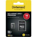 Intenso m&auml;lukaart micro SDHC 3423470 16 GB, lugemiskiirus 90 MB/s, UHS-I, klass 10, adapter kaasas