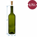 0,75 L Bordeaux klaaspudel, 8 tk, oliiv, BROWIN, 631471, 750 ml, kork