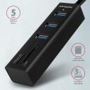 Axagon USB centras HMA-CR3A USB 3.2, 3x USB-A, 1x SD kortelių lizdas, 1x microSD lizdas, 20 cm maitinimo laidas