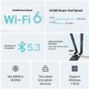 TP-LINK AX900 Wi-Fi 6 Bluetooth v&otilde;rgukaart, Archer TX10E, 802.11ax, MU-MIMO Jah, ilma PoE