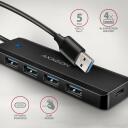Axagon USB keskjaam HUE-C1A 4x USB 5Gbps, toitekaabel 19 cm, kaardilugeja, laadija 1.5A/5V