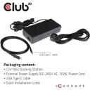 Club3D dokstacija CSV-1562 USB 3.2 Gen 1, 4x USB Type-A, 1x USB Type-C, 3x 4K displeji, 60W PD, Gigabit Ethernet, melna