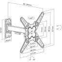Sbox LCD-221-2, sienas stiprinājums, 13-43'', 20kg, 75x75 - 200x200, rotācija +60&deg; / -60&deg;, melna
