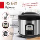 Mesko Riisipott MS 6411, 1000 W, 1.5 L, Must/Roostevaba teras, Soojuse hoidmise funktsioon, Eemaldatav kauss, Lusikas kaasas