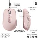 Logitech USB optinė pelė, MX 3S, 910-006931, 8000 DPI, 6 mygtukai, rožinė, Bluetooth, įkraunama, tylūs paspaudimai