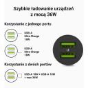 Green Cell auto laadija GC PowerRide Nano36 CADM-GC-36AA, 36W, 6A, 2x USB-A, kiire laadimine, alumiiniumkorpus