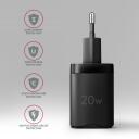 Axagon мобильное зарядное устройство ACU-PQ20 20W, 2 порта, 100-240V, QC 4+, PD 3.0, черный, быстрая зарядка, защита от перегрузки