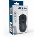 Gembird USB lazerinė pelė MUS-GU-02, 2400 DPI, 6 mygtukai, lazerinis jutiklis, maitinimo laidas, kompakti&scaron;ka, juoda