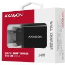 Axagon įkroviklis ACU-QS24 24W, 2x USB QC3.0, 5V-1.2A, 100-240V, juodas, energijos apsauga