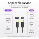Vention DP uz HDMI kabelis 2M HADBH, 2m, 7mm, 30AWG, 1080p@60Hz, zelta kontakts, PVC apvalks