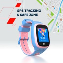 Kids smartwatch with E SIM 4G GPS WiFi connectivity video music playback games and English learning function ZEFIR KW-49 Roza Blue CANYON