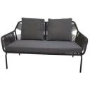 Besk Sodo komplektas 9138496, 4 vietos, juoda/pilka, metalinis rėmas, HPL stalvir&scaron;is, pagalvėlės įtrauktos