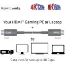 Club3D HDMI kabelio prailgintuvas CAC-1379 20 m, 4K120Hz, 2.1, tiesus kontaktas, auksiniai kontaktai, juodas