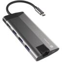 Natec USB-C Multiport Adapter NMP-1690, 0.15 m, 3x USB 3.0, HDMI 4K, RJ45, SD, microSD, USB-C PD