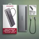 Axagon dokkimisjaam HMC-4KX3, 3x USB-A, 2x HDMI, DP, RJ-45, SD/microSD, audio, PD 100W
